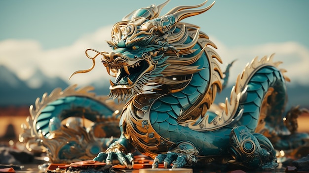 Foto 3D del diseño del dragón.