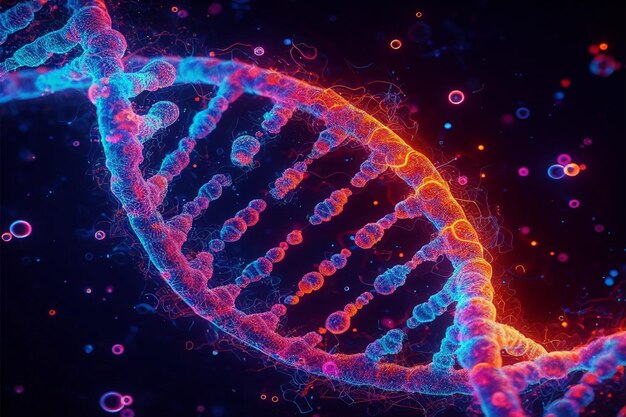 Foto 3D-DNA-Hintergrund mit detaillierten und stilistischen Darstellungen