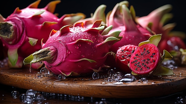 Foto foto en 3d de una fruta de dragón de color rosa con fondo blanco pro photo papel tapiz