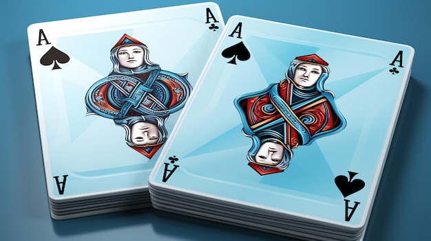 Foto 3D de un juego de póquer con cuatro ases en un papel tapiz de mesa