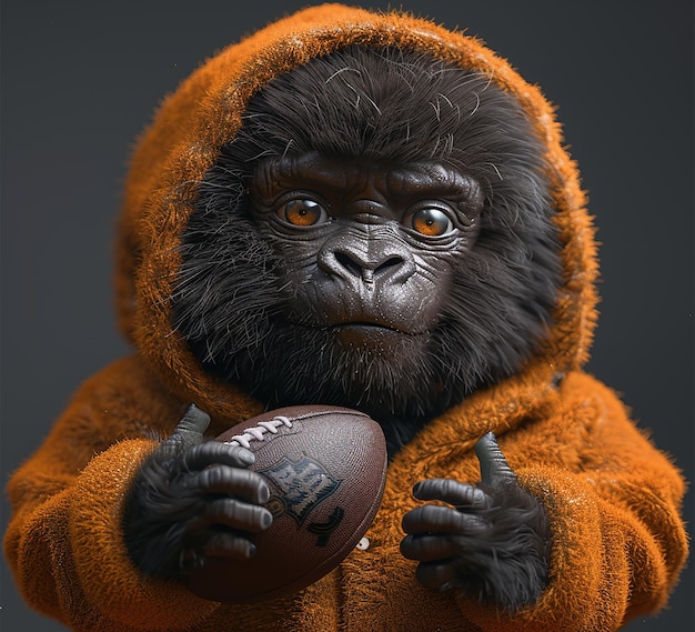 Foto en 3D de la mascota del gorila
