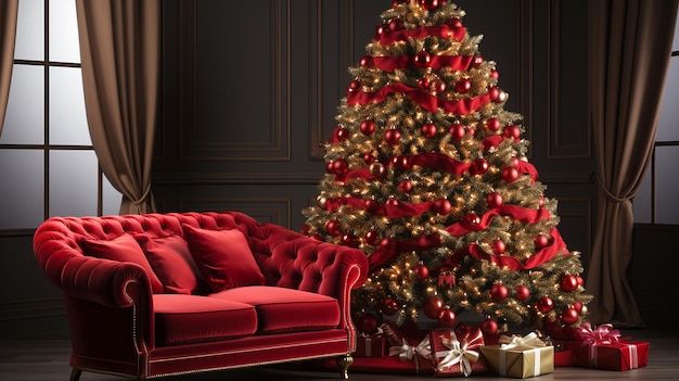 Foto en 3D de un papel pintado de un árbol de Navidad