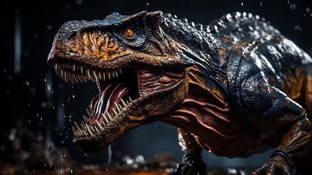 Una foto en 3D de un papel tapiz de dinosaurio