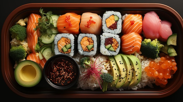 Foto en 3D de un papel tapiz de sushi