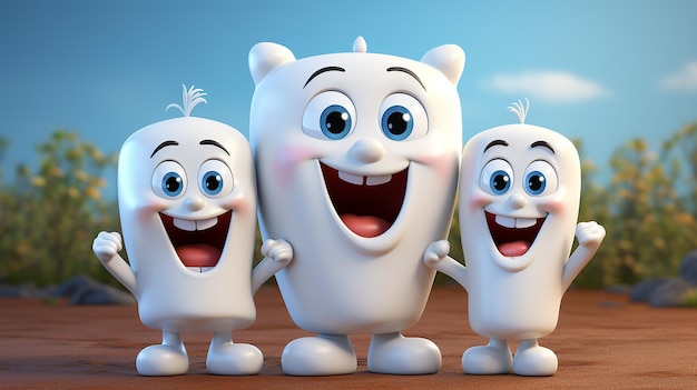 Foto foto en 3d de un personaje de dibujos animados con dientes