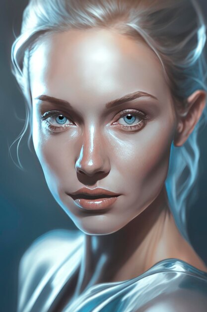 Foto 3D renderizado gratis en el estilo de la pintura de retratos azul claro y plata claro