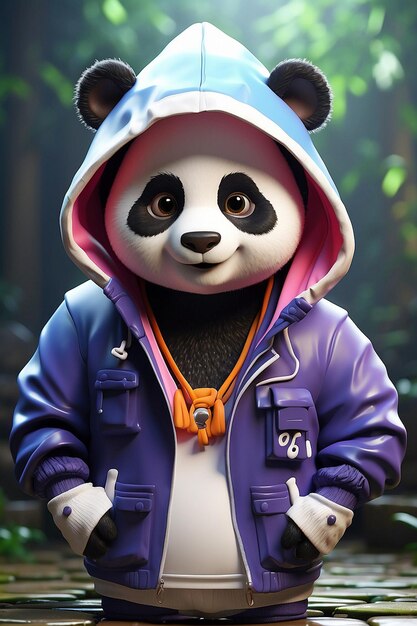 Foto foto 3d renderizado panda bonito personagem humano-animal antropomórfico