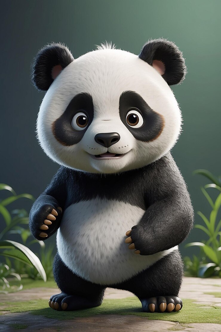 Foto foto 3d renderizado panda lindo humano antropomórfico como personaje animal