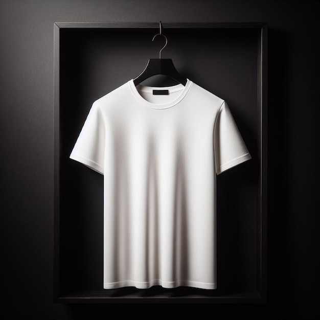 Foto 3D de una simple camiseta blanca sobre un fondo negro