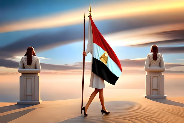 foto a bandeira do Egito com o faraó e as pirâmides ao fundo