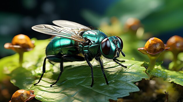 una foto de abeja en la hoja