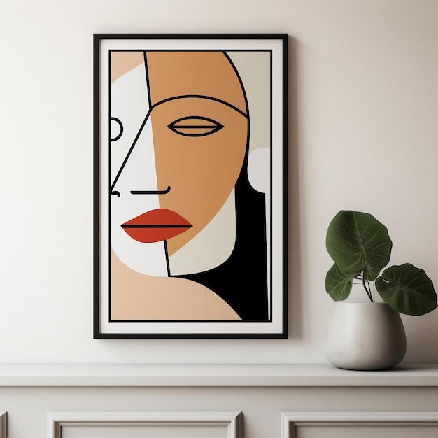 Foto abstrakte Illustration mit Augen Mund Gesicht farbige Gemälde Abstraktion modern auf Fotorahmen