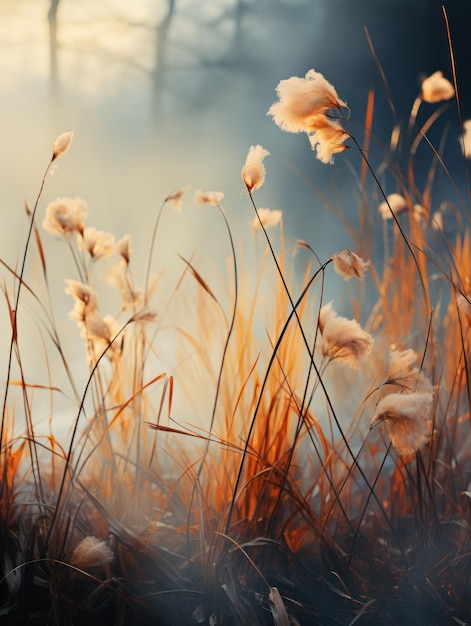 Foto abstrata de flores e grama em estilo impressionista