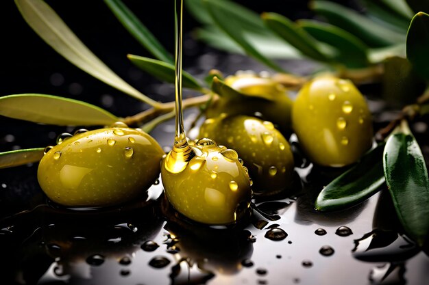 Foto foto de aceitunas verdes en aceite de oliva