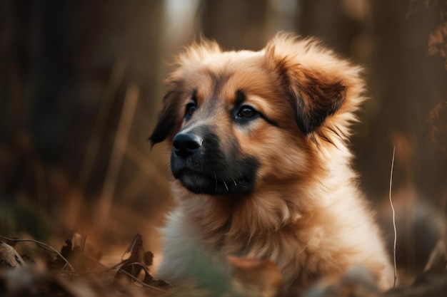 Foto de un adorable cachorro afuera