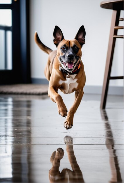 una foto adorable de un perro sobre un fondo blanco