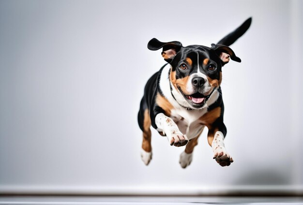 Foto foto adorável de um cão em um fundo branco