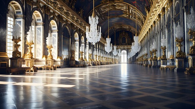 Foto adornado lujoso Salón de espejos interior del Palacio de Versalles