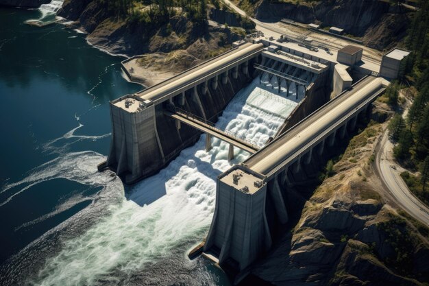 Foto foto aérea da barragem hidrelétrica