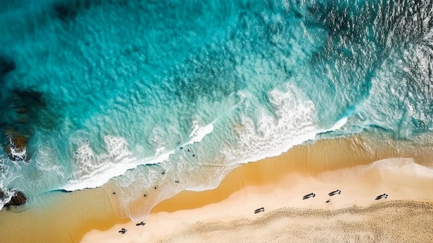 Foto aérea da praia de verão e das férias de verão do oceano azul