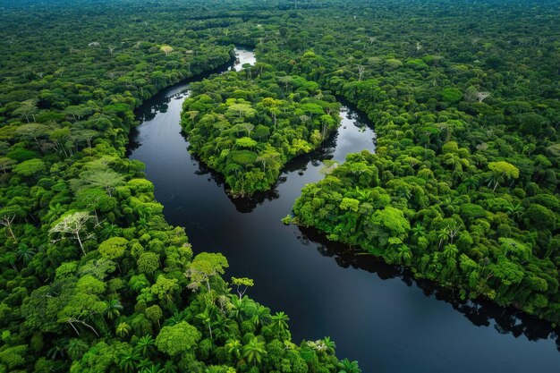 Foto aérea da selva amazônica no Peru