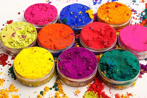 Foto aérea das cores do festival indiano Holi