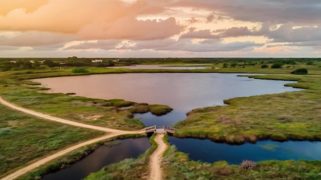 Foto aérea de cima de um drone voador