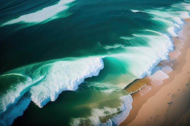 Foto aérea de ondas batendo na costa Surf de praia tropical Vista aérea abstrata do oceano
