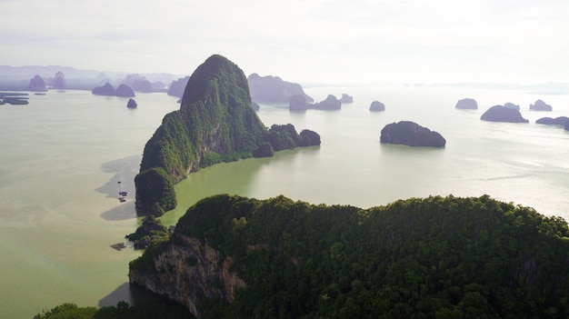 Foto aérea, de, paisagem, montanha, e, costa, tailandia