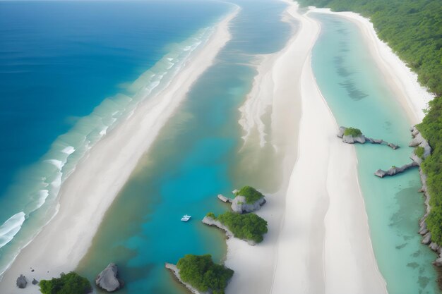 Foto aérea de uma bela praia tropical
