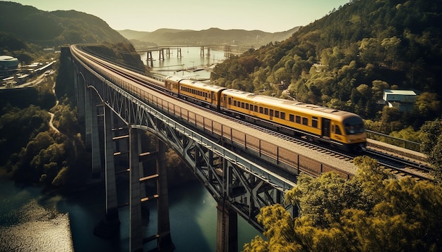 foto aérea do trem na fotografia do viaduto