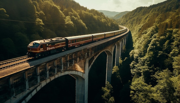 foto aérea do trem na fotografia do viaduto