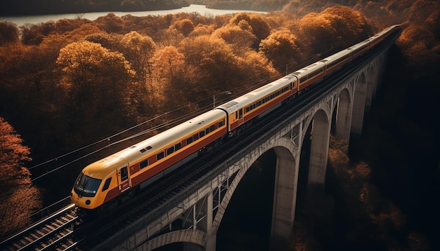 foto aérea do trem na fotografia do viaduto