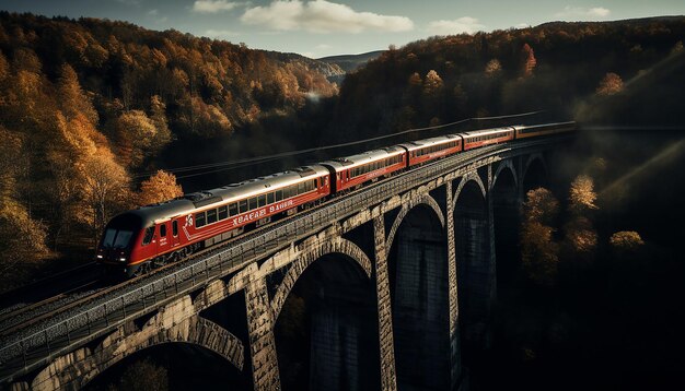 foto aérea do trem na fotografia do viaduto