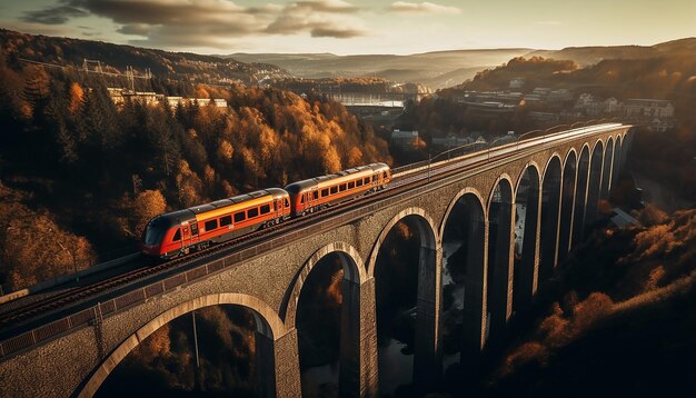 foto aérea do trem na fotografia do viaduto