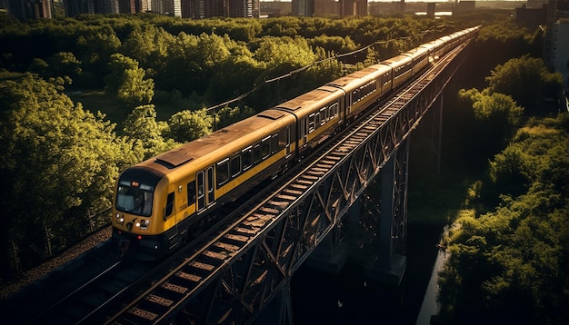 foto aérea do trem na fotografia do viaduto