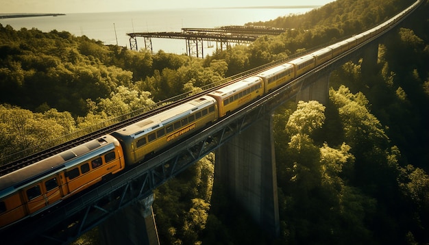 foto aérea do trem na fotografia do viaduto