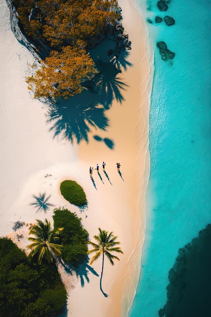 Foto aérea drone bela praia em seychellesAI Generated