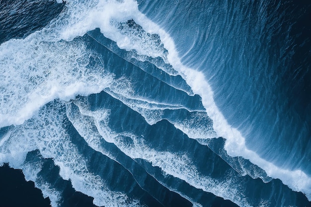 Foto aérea espetacular do fundo da vista superior do salpico da água do mar do oceano