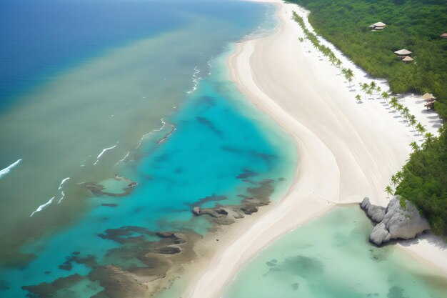 Foto aérea de una hermosa playa tropical