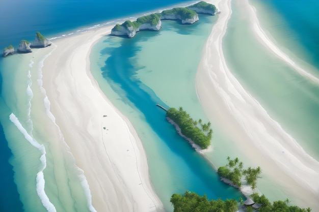 Foto aérea de una hermosa playa tropical