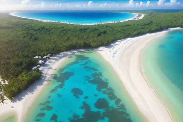 Foto aérea de una hermosa playa tropical