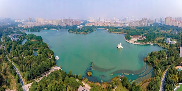 Foto aérea del paisaje urbano de Hefei en Anhui