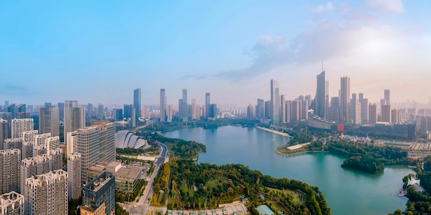 Foto aérea del paisaje urbano de Hefei en Anhui