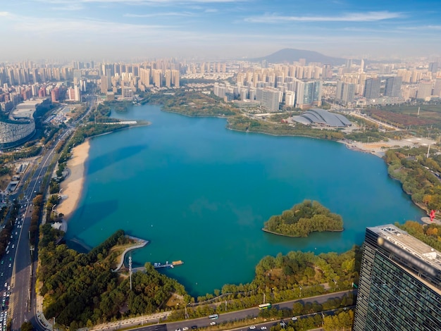 Foto aérea del paisaje urbano de Hefei en Anhui