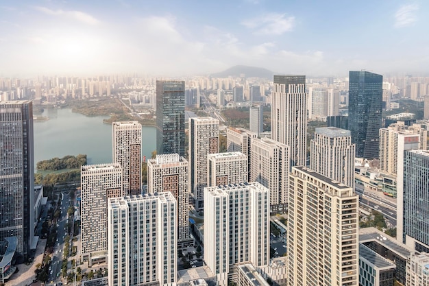 Foto aérea del paisaje urbano de Hefei en Anhui