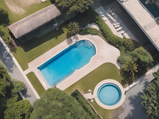 Foto foto aérea de la piscina