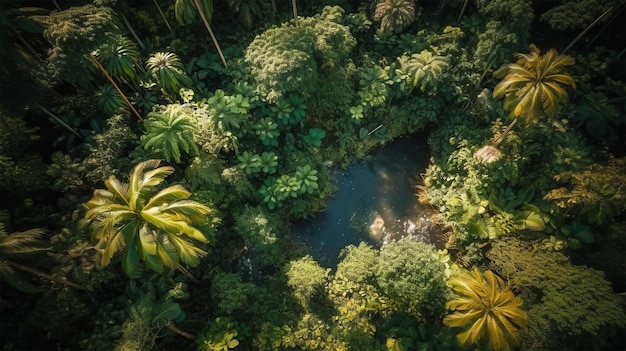 Foto aérea superior de la selva