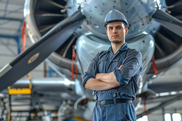 Foto foto de una aeronave en los trabajadores