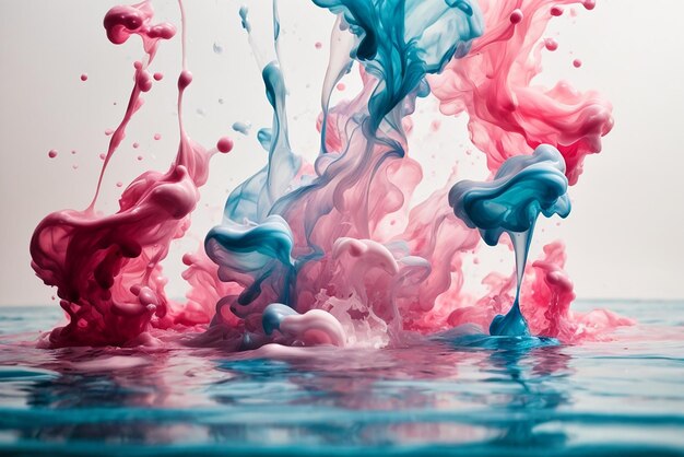 Foto el agua explota biue suave y el color rosa desorden papel pintado abstracto